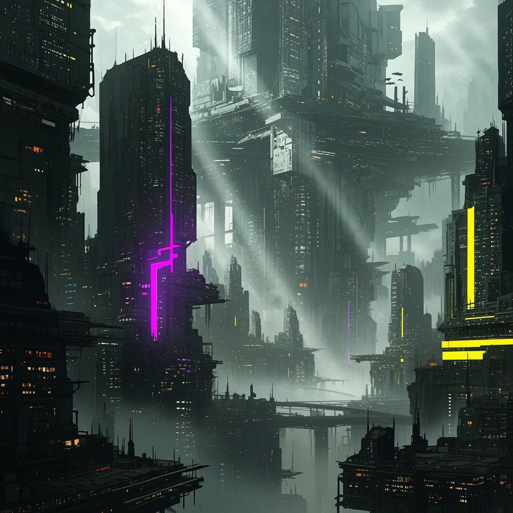 Vibrant Cyberpunk Cityscape with Neon Lights