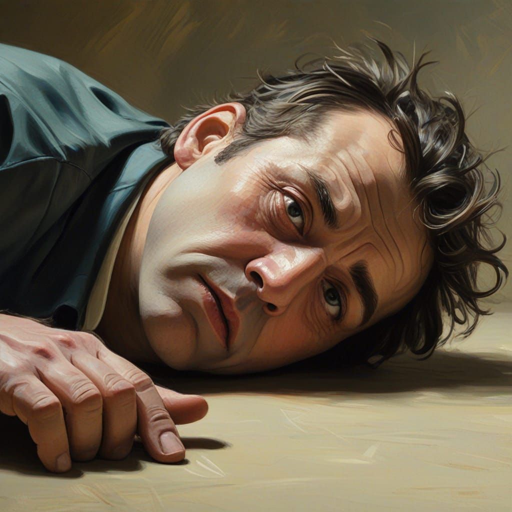 Fallen Man: A Close-Up in Impressionist Surrealism