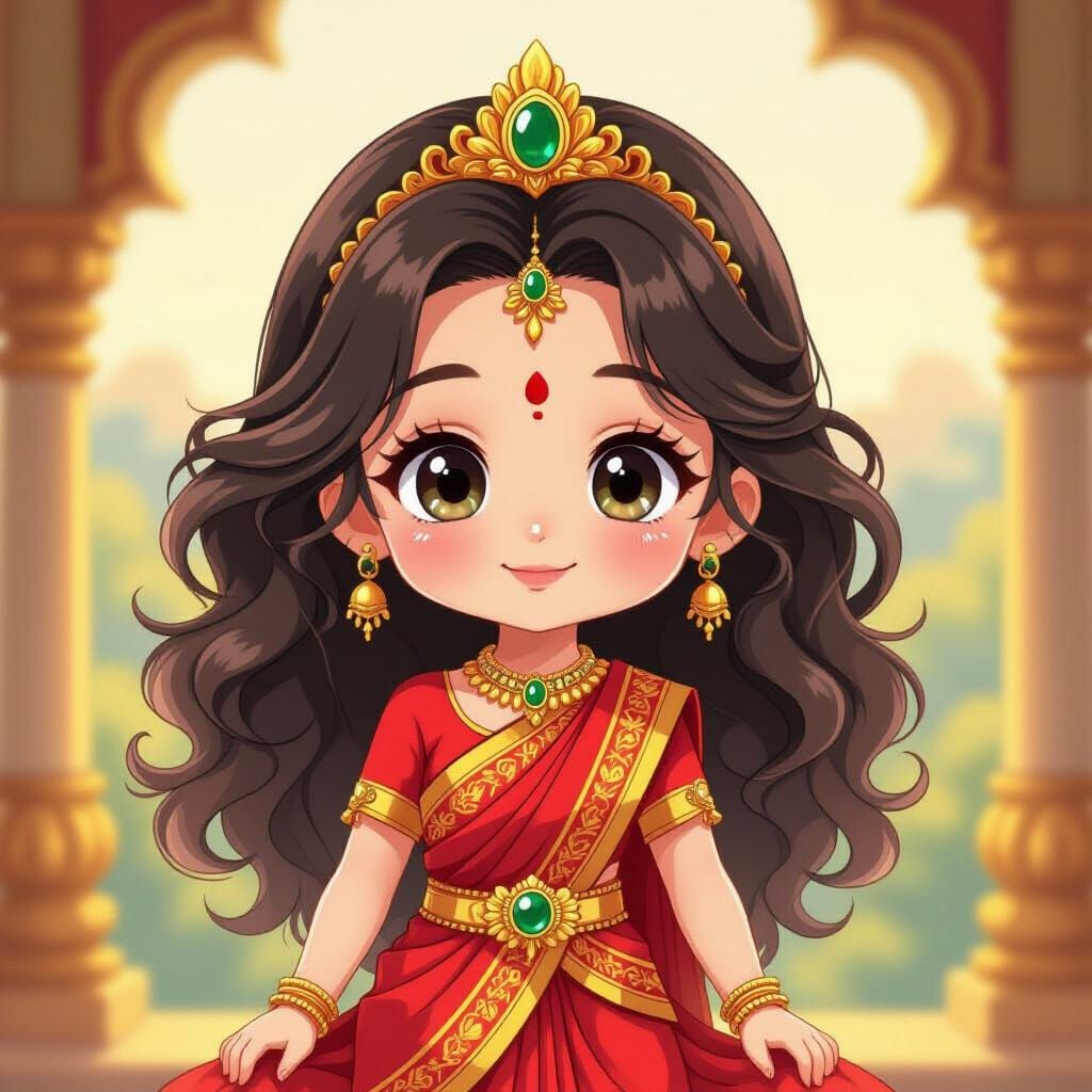 Charming Anime Chibi Devi Maa in Ghibli Style