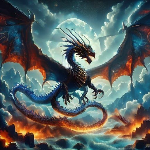 Cyberpunk Fantasy Dragon in Cinematic Oil Painting Style