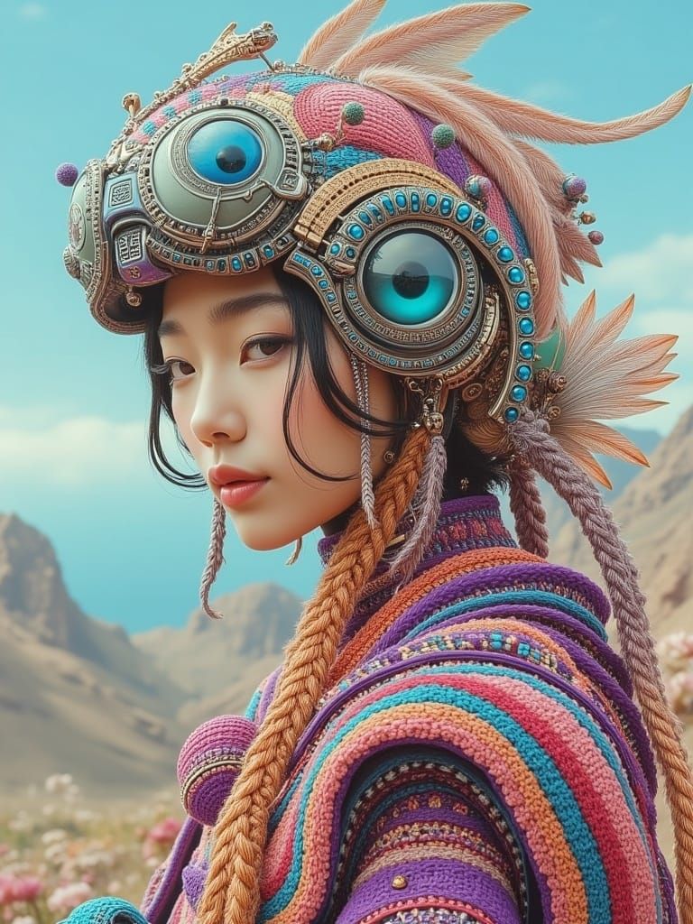 Hyperrealistic Japanese Woman with Fish Car