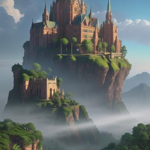 Vibrant Fantasy Town Concept Art in Rainbow Colors