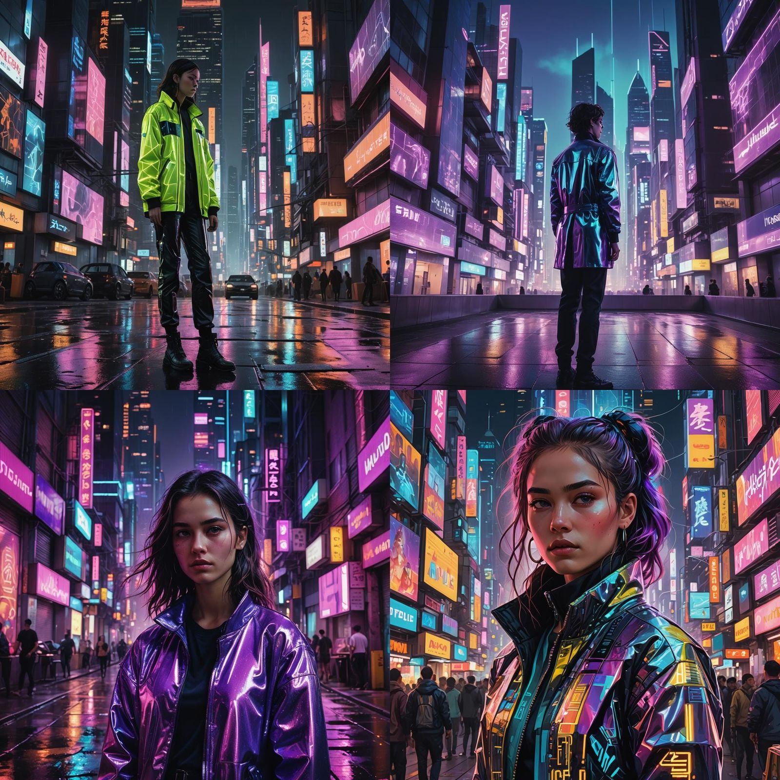 Noa Kirel Portrait in Cyberpunk Precisionism Style