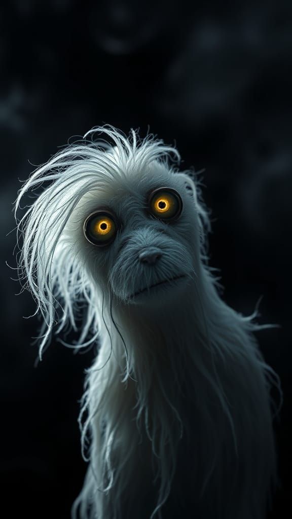 Ethereal Mr. Snuffleupagus in Haunting Black Landscape