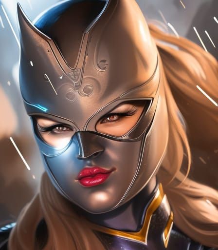 Armored Batgirl Portrait in Borderlands Style