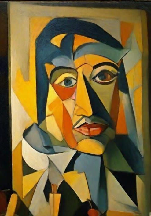 Cubist Portrait with Surrealist Elements