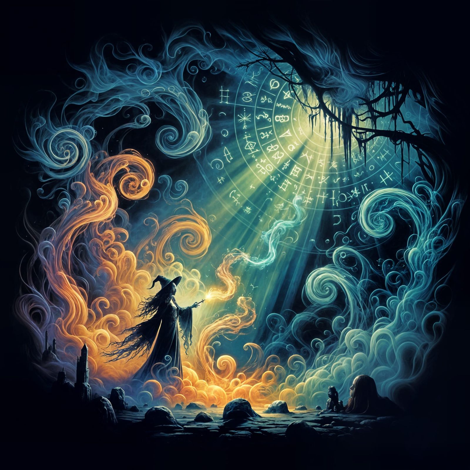 Mysterious Gothic Witchcraft in Airbrush Art Style