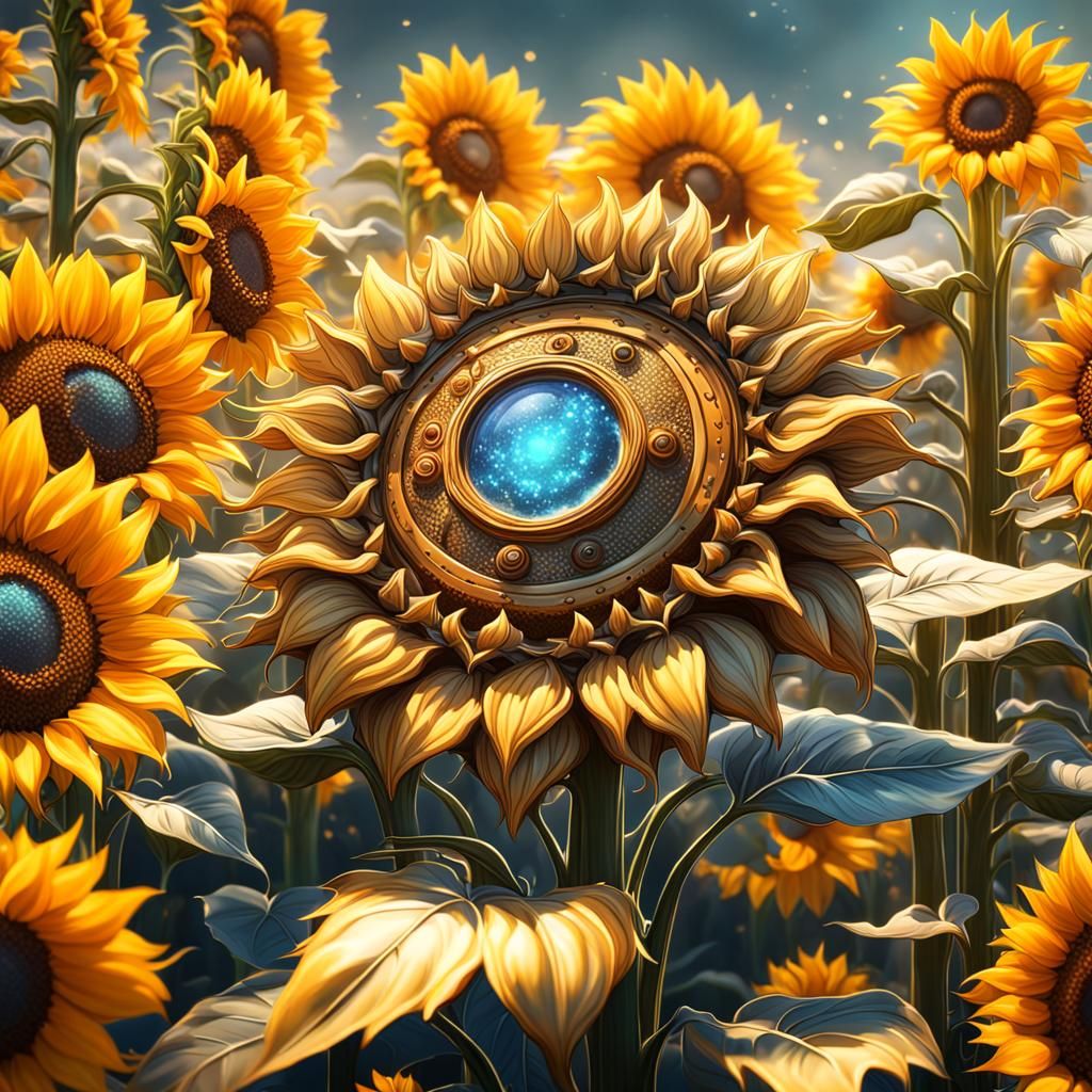 Detailed Sunflower Fantasy Concept Art