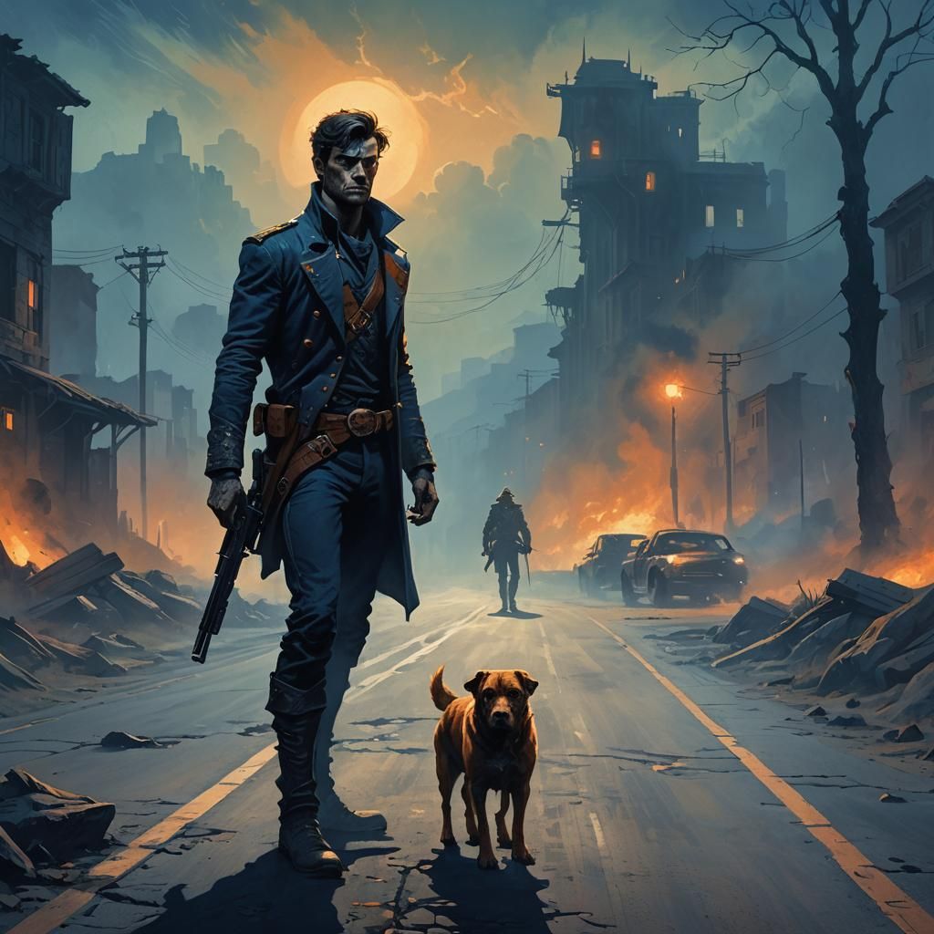 Dark Fantasy Stranger on a Desolate Road