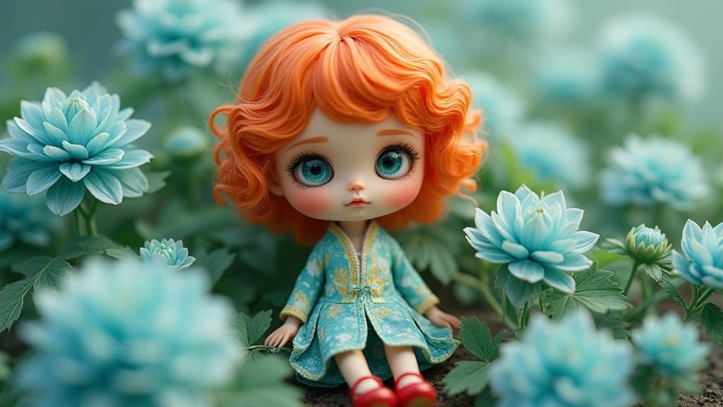 Whimsical Art Doll in Pastel Wonderland