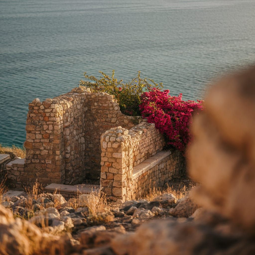 Cyprus Coastal Ruins in Golden Sunlight
