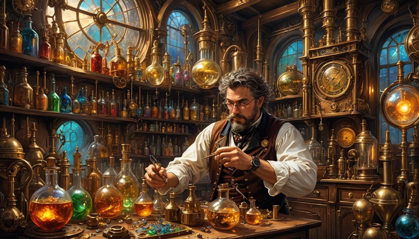 Steampunk Alchemist's Laboratory: Gold Transmutation