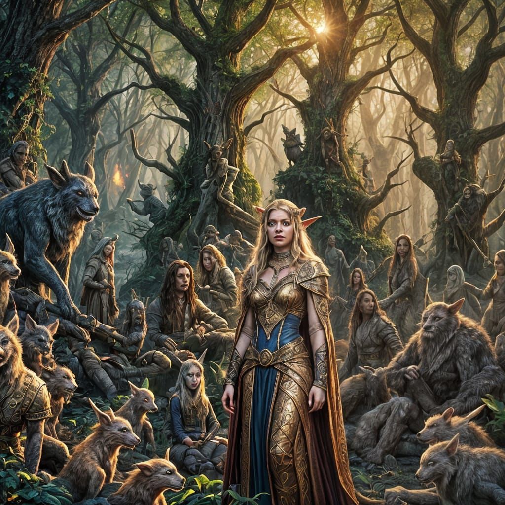 Detailed Fantasy World of Mythical Beings