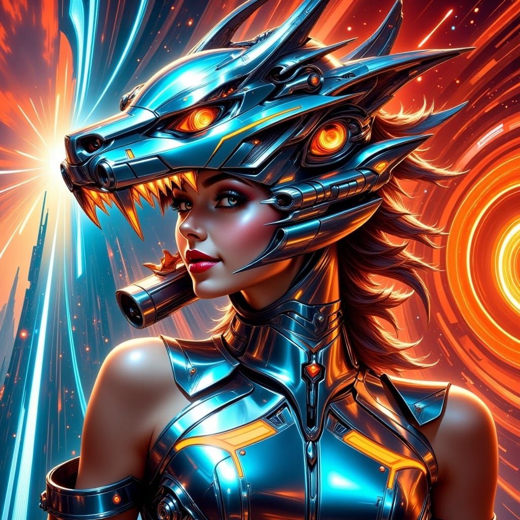 Cyberpunk Cyberdragon with Sharp Teeth