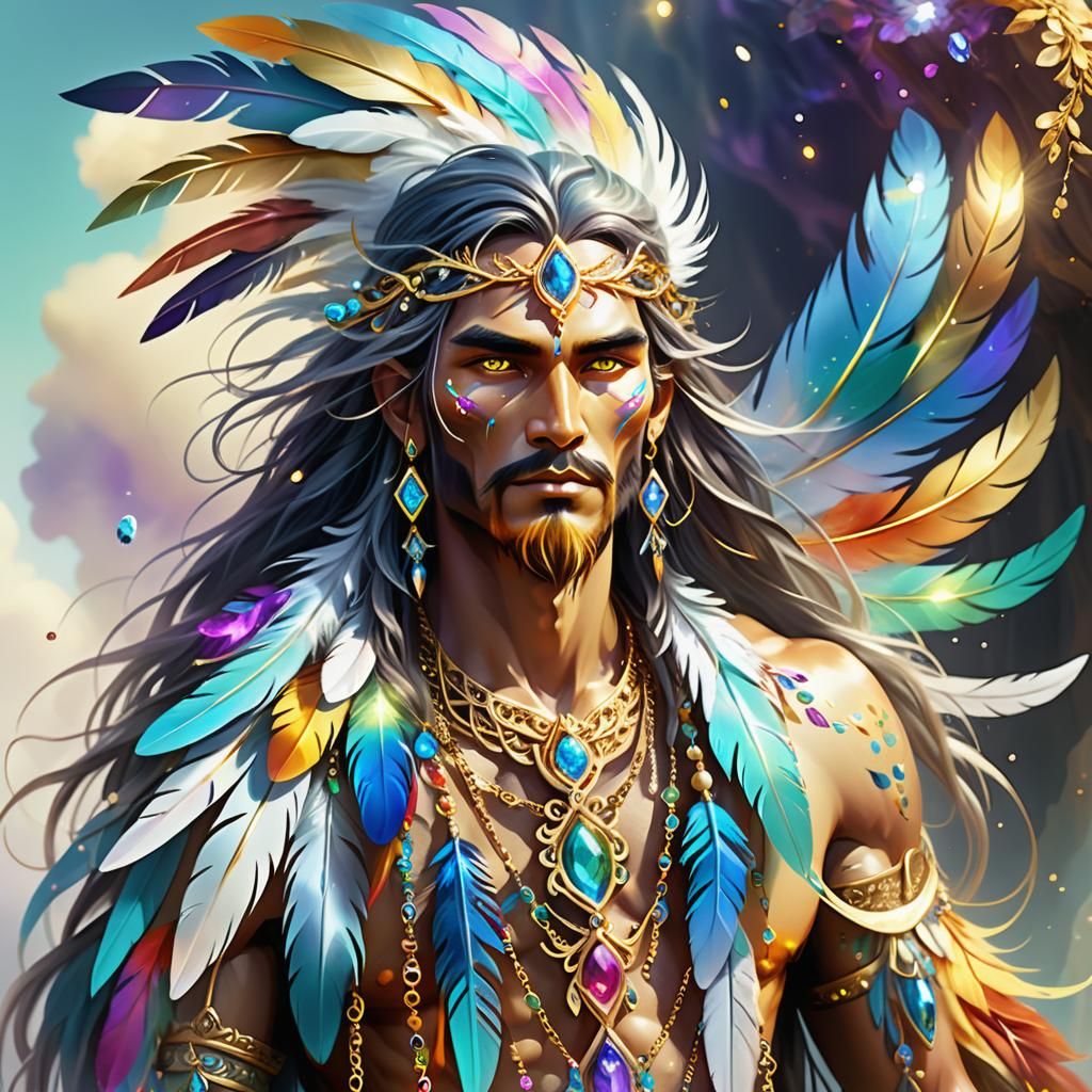 Air Elemental King with Colorful Tattoos