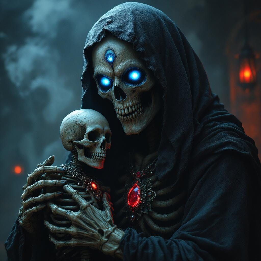 Gothic Horror: Skeletal Figure with Mystic Eye