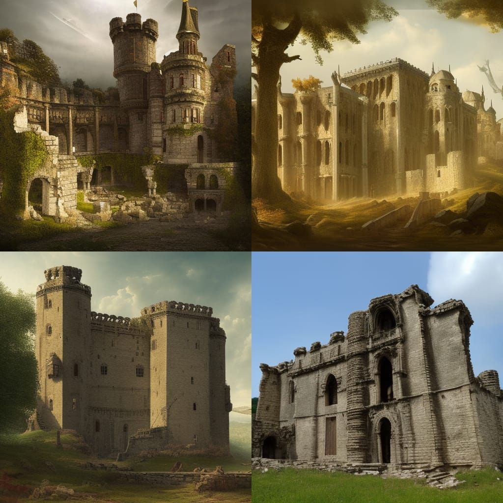 Medieval Castle Ruins: Dramatic Digital Matte Painting