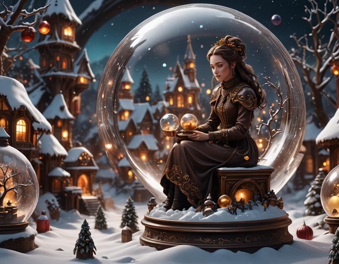 Paraplegic Woman in Chocolate Snow Globe