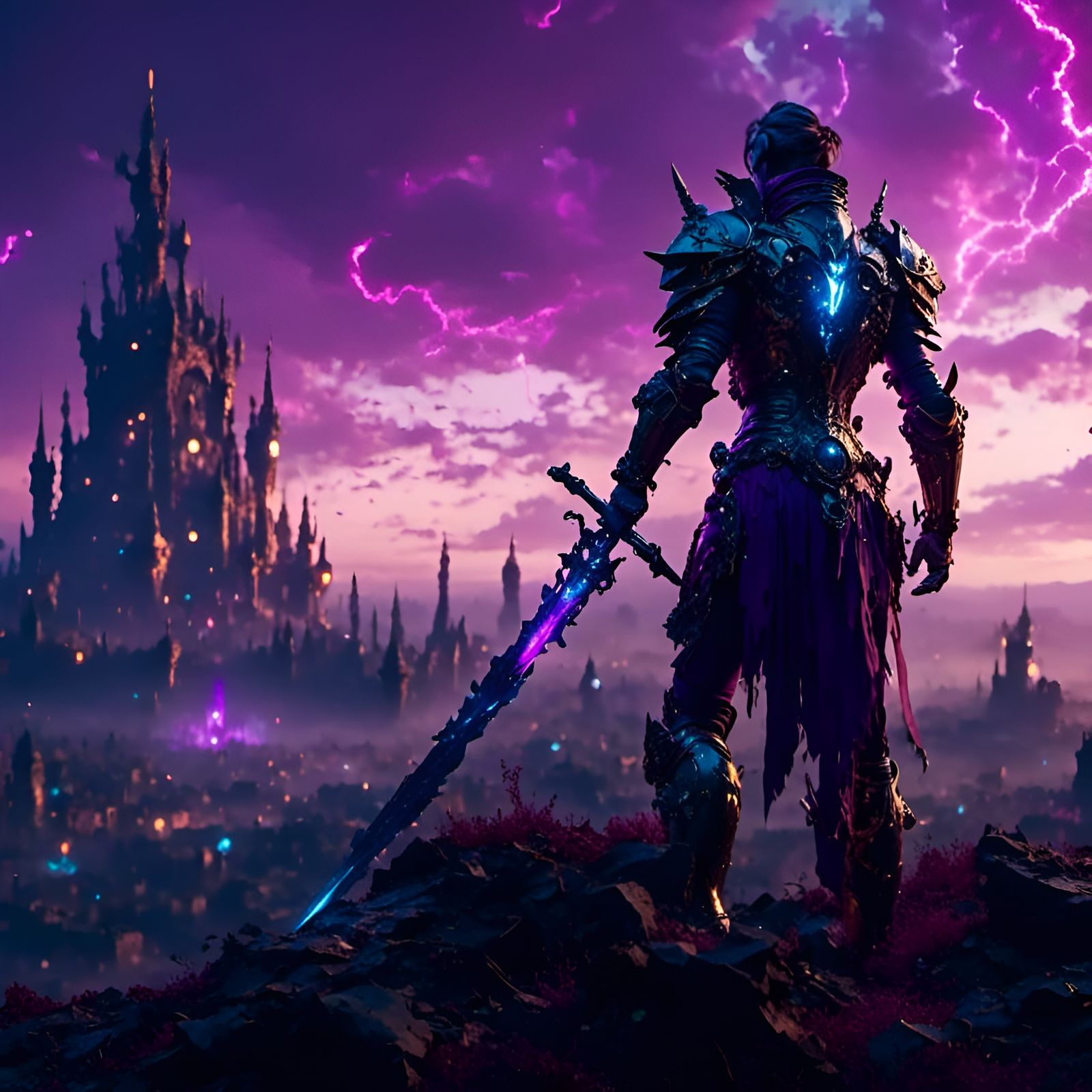 Glowing Sword in Dark Fantasy Style