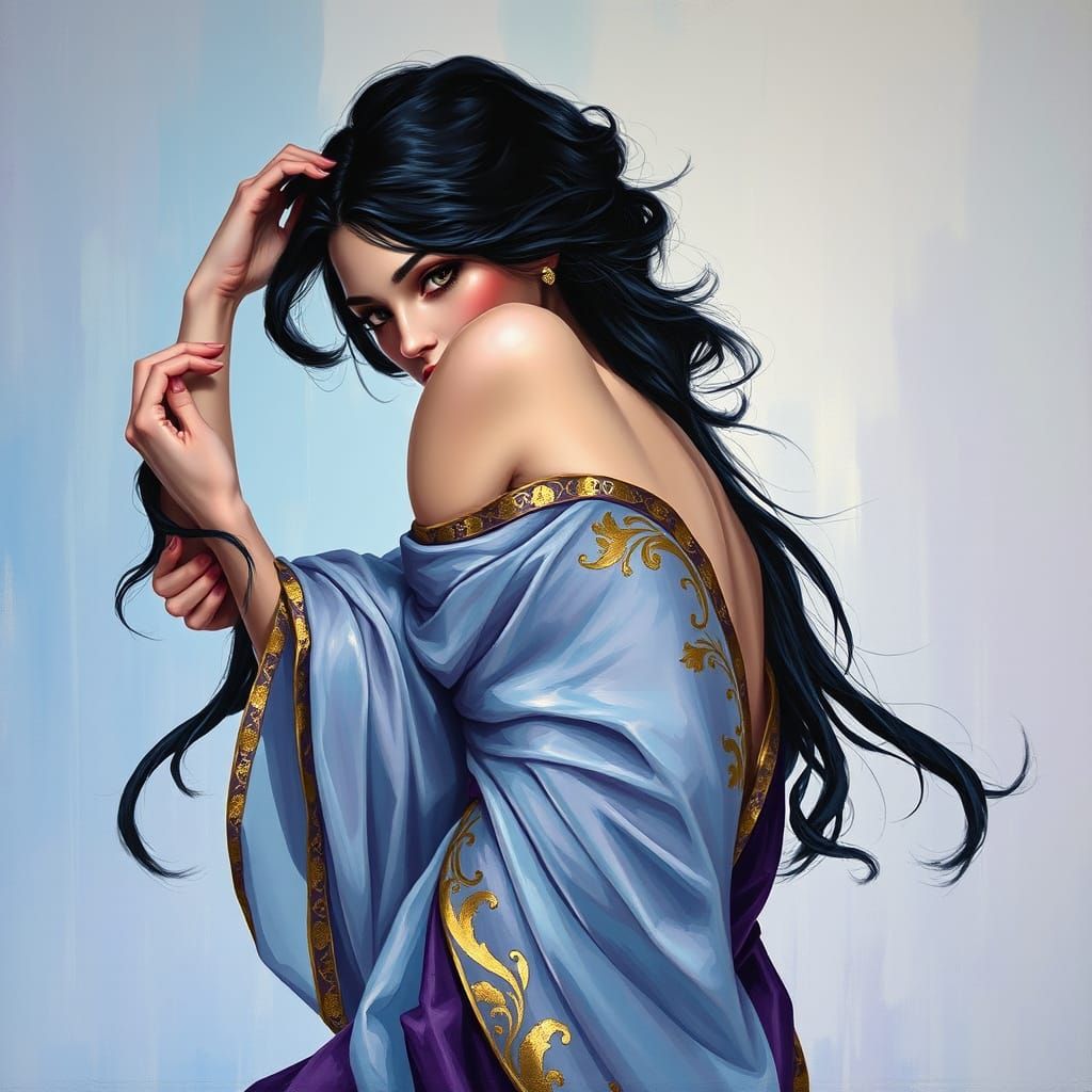 Mysterious Goddess in Impressionist Splendor