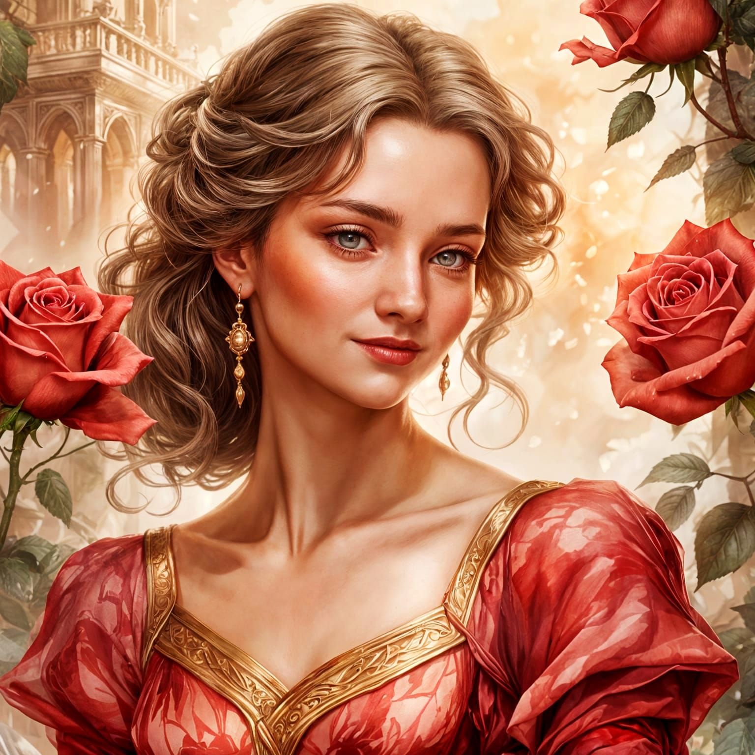 A Fantastical Portrait of a Lady in Vibrant Colors