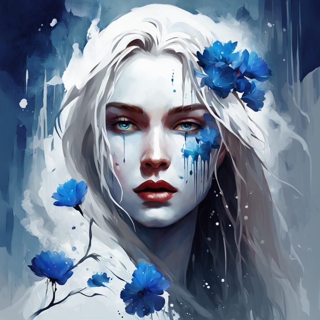 Surreal Fantasy Portrait with Rough Texture and Bright Color...