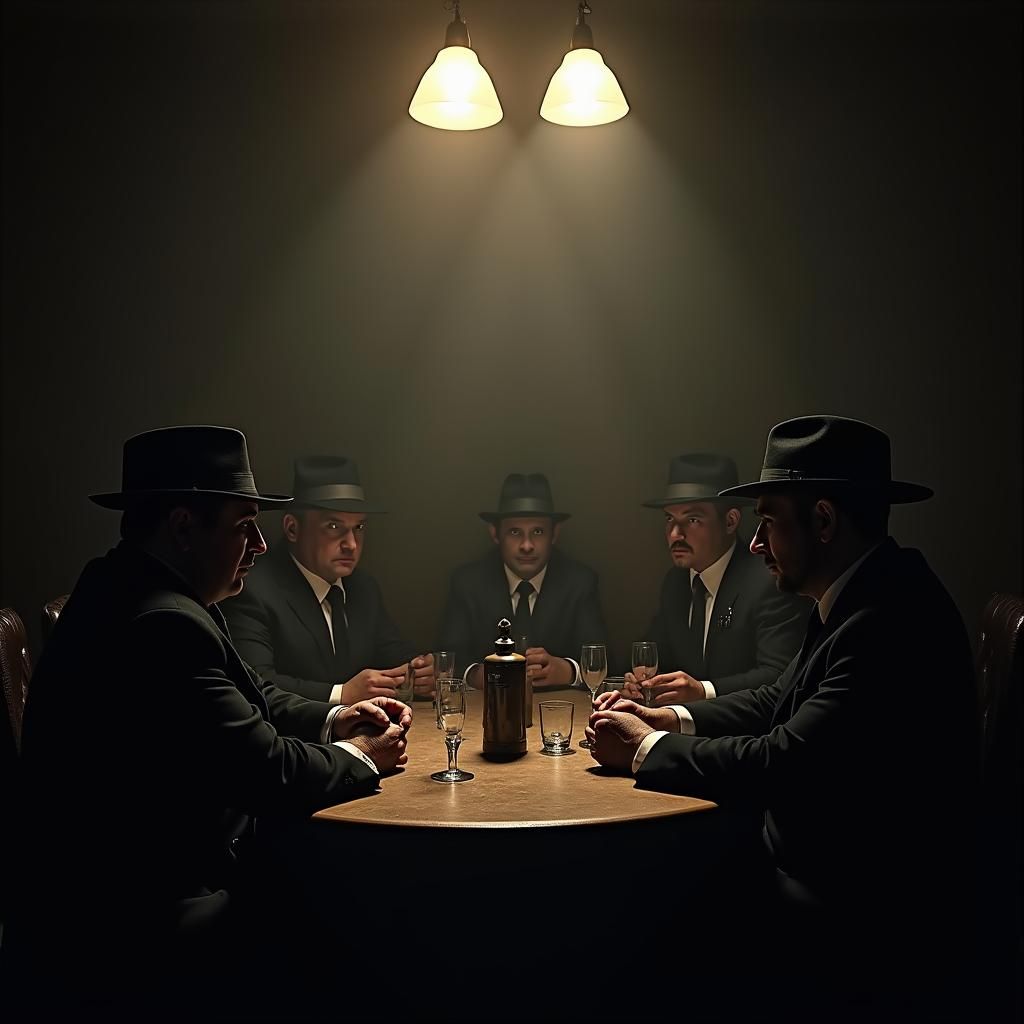 Mafia Gang in Noir Style, Black and White