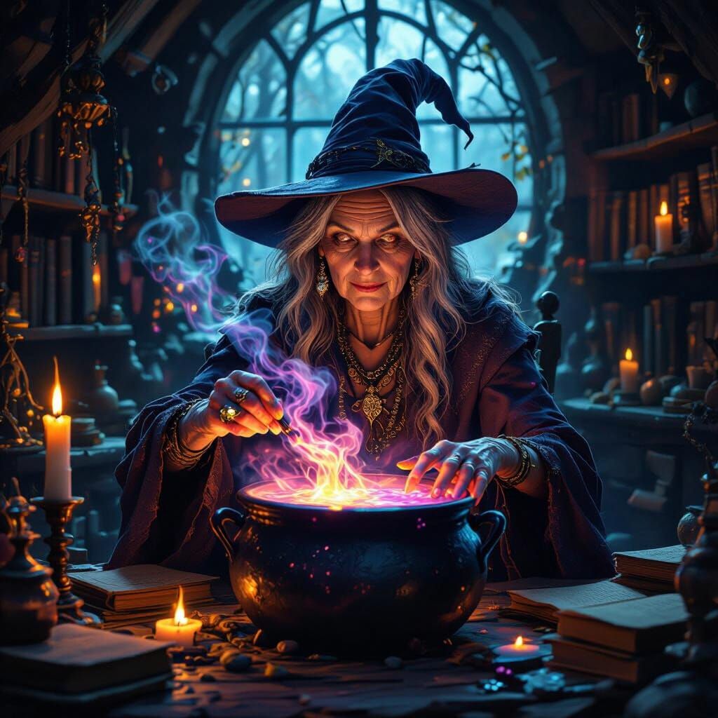Ancient Witch Brews Sun Potion for Vampires in Dark Fantasy ...