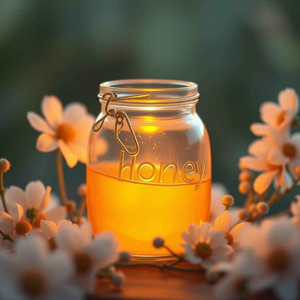 Honey Jar in Dreamy Art Nouveau Style