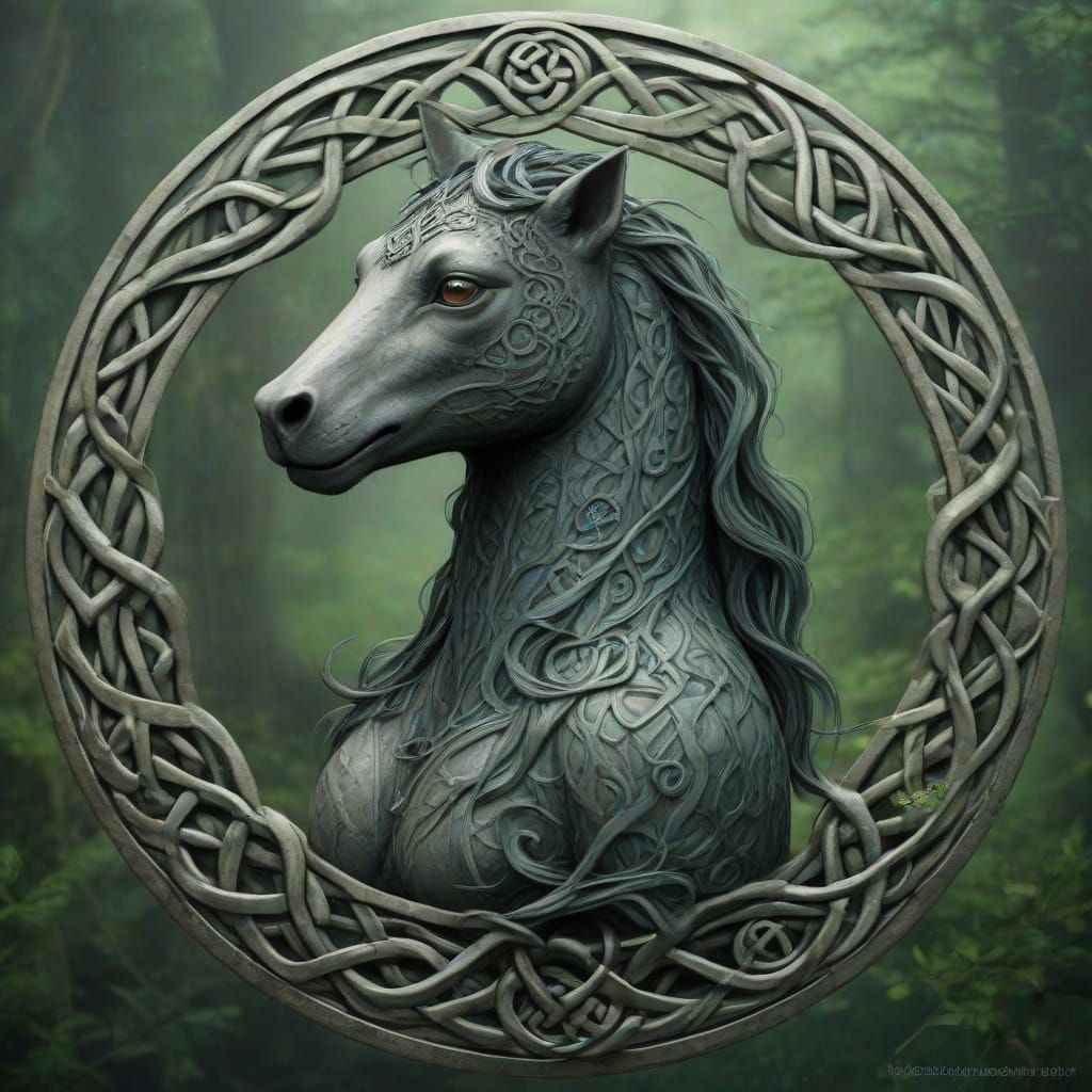 Ancient Celtic Gods and Creatures in Whirling Spiral Pattern...