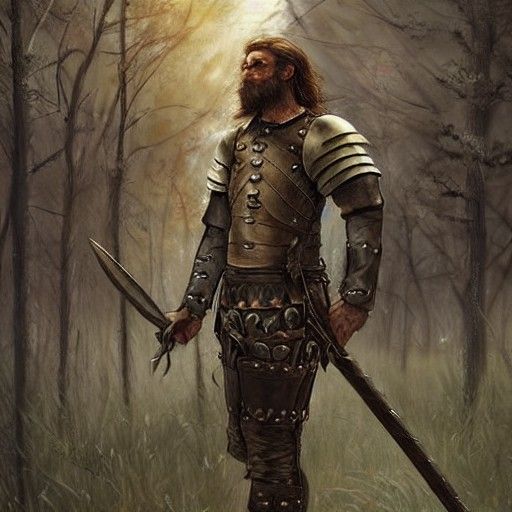 Medieval Soldier with Pole Axe in Dark Fantasy Style