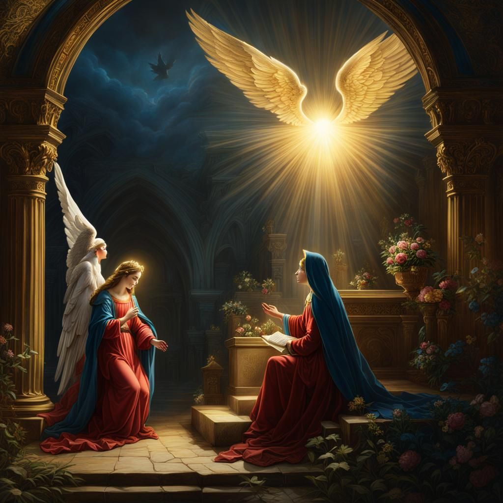 The Annunciation in Gustave Doré Style