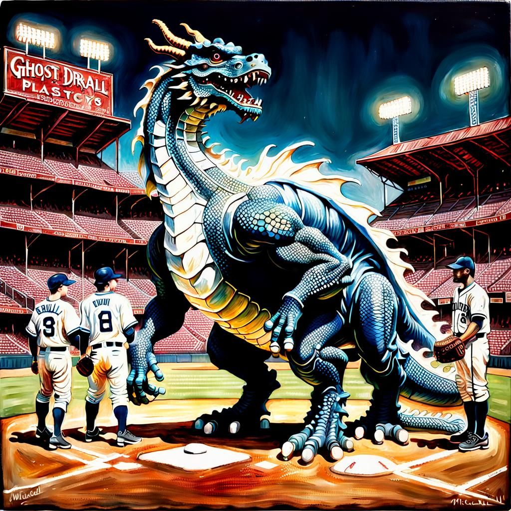 Ghost Dragon Players at a Baseball Stadium