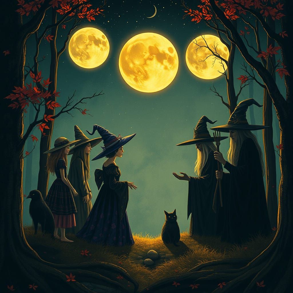 Coven of Witches in Dreamlike Whimsy