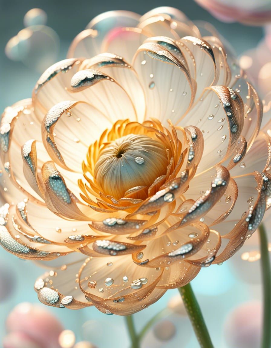Glowing Magical Ranunculus Flower Macro Photography