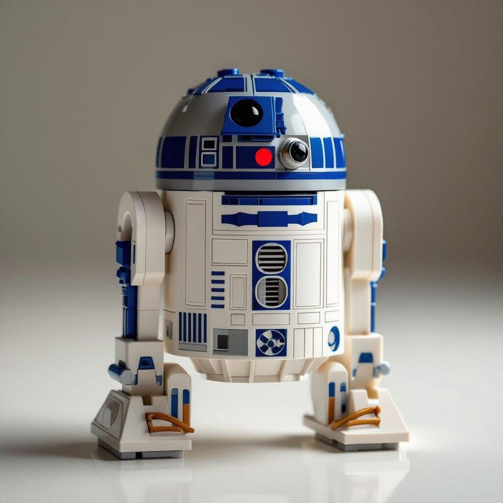 Photorealistic LEGO R2-D2 Star Wars Figurine in Studio Light