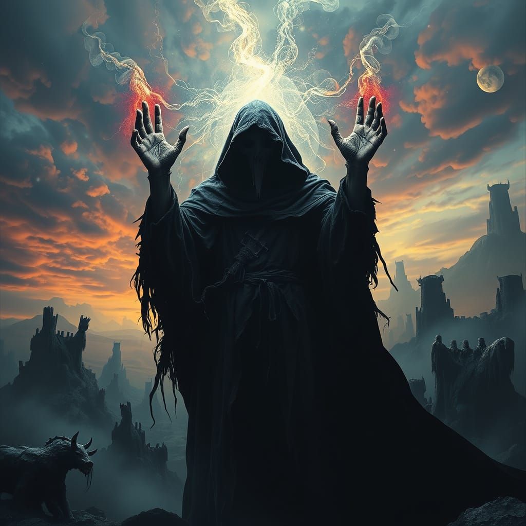 Dark Figure Warps Reality in Twisted Gothic Surrealism