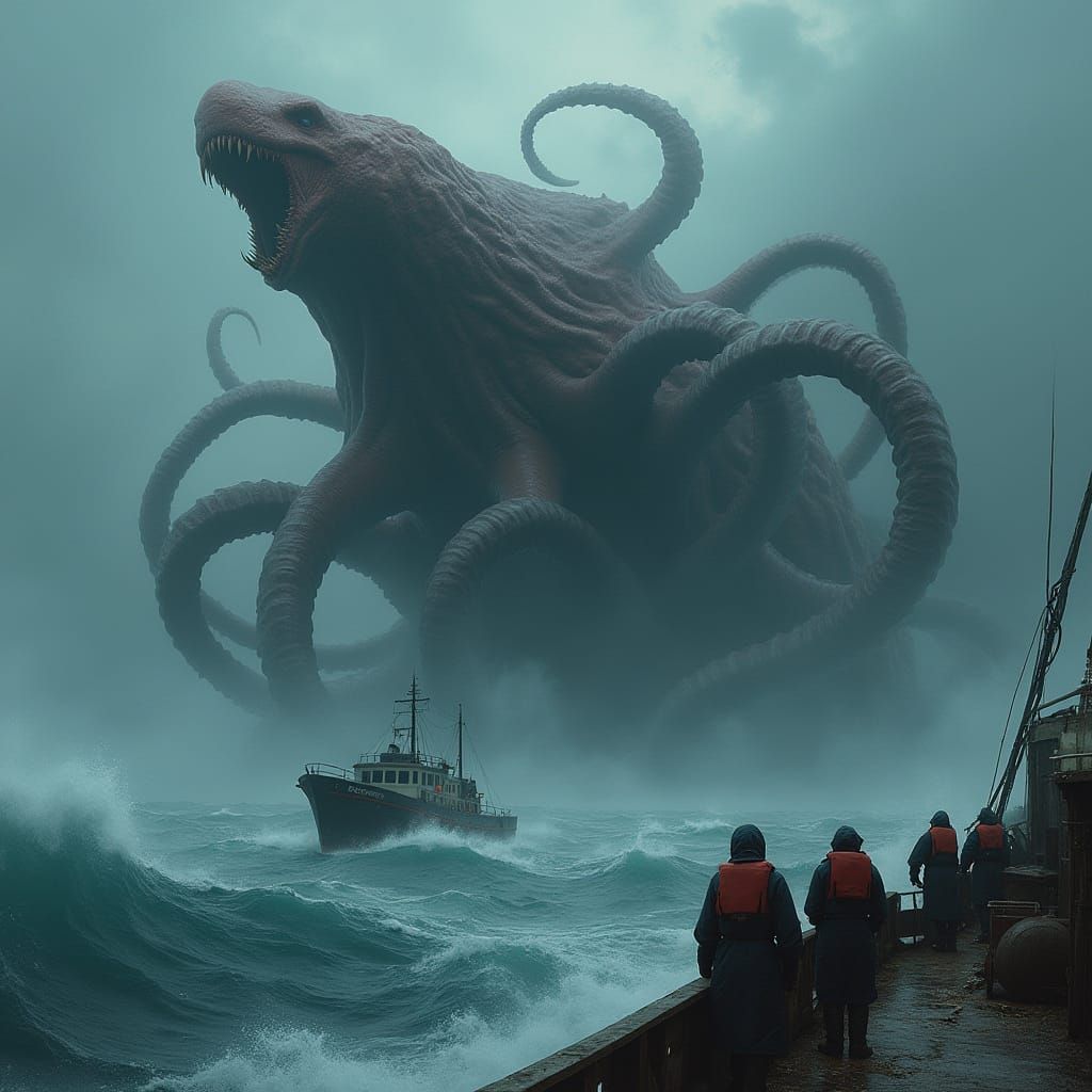 Kraken's Fury: A Hyperrealistic Ocean Horror