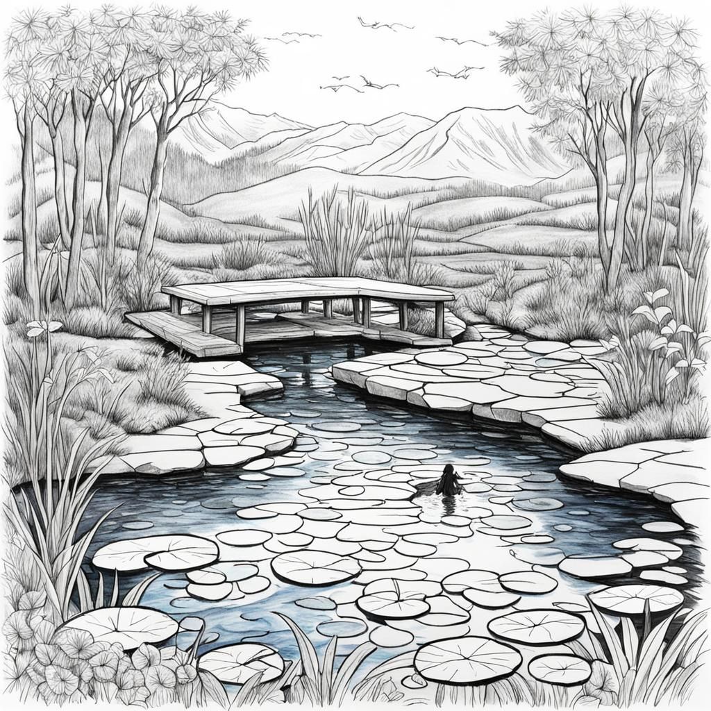 Jesus Drawing in a Pond