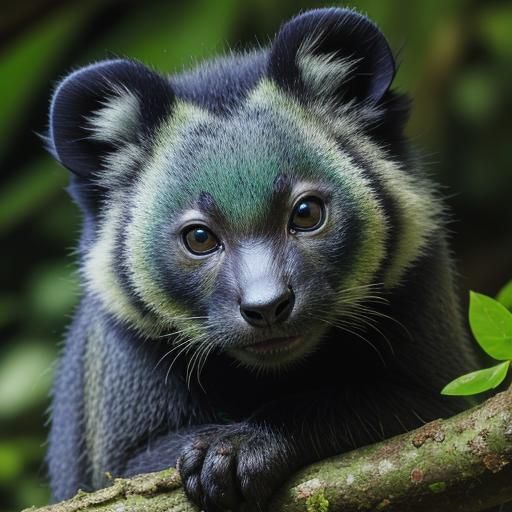 Binturong Portrait in Rainforest, Wildlife Photography