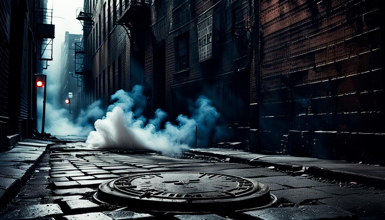 Film Noir Alleyway with Eerie Smoke