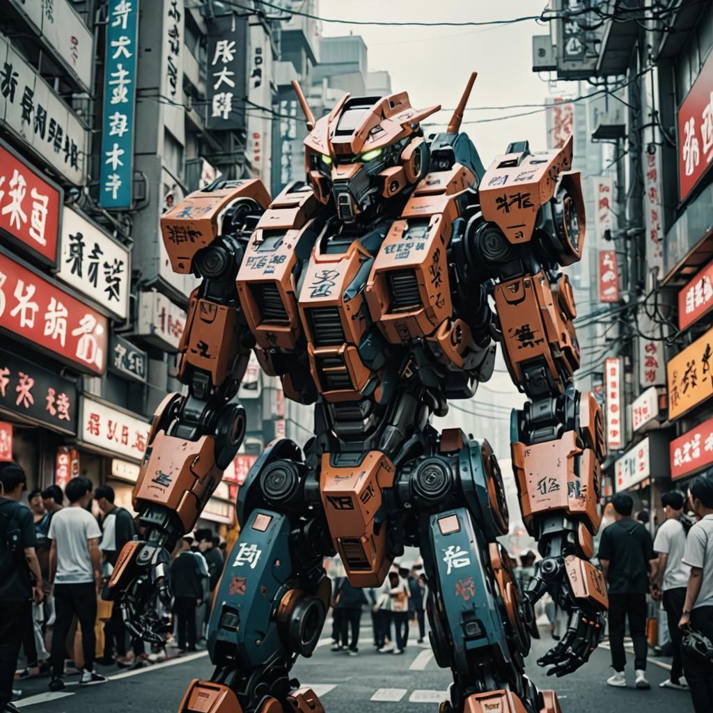 Futuristic Mecha with Japanese Urban Style