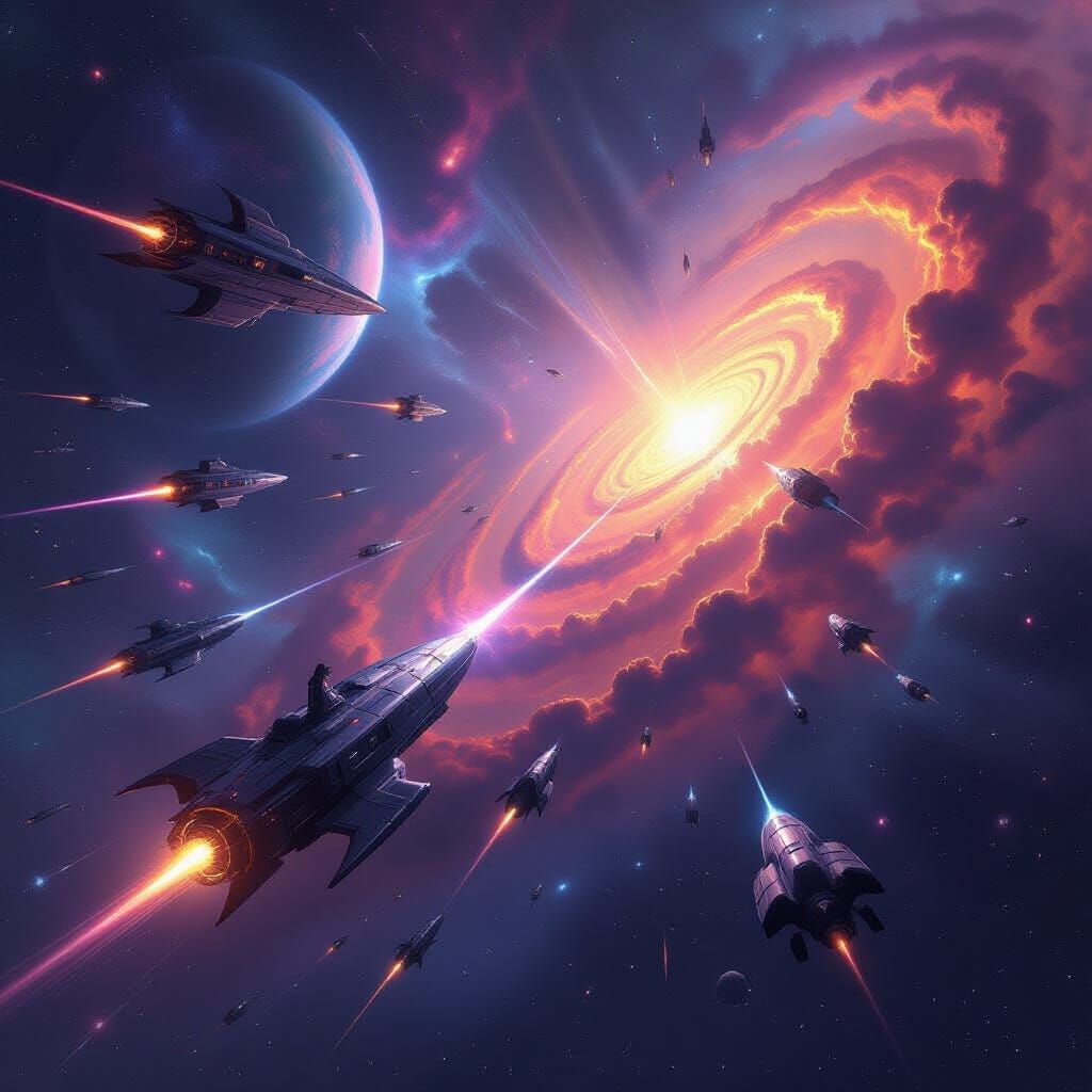 Mythical Starships Clash in Cosmic Battle