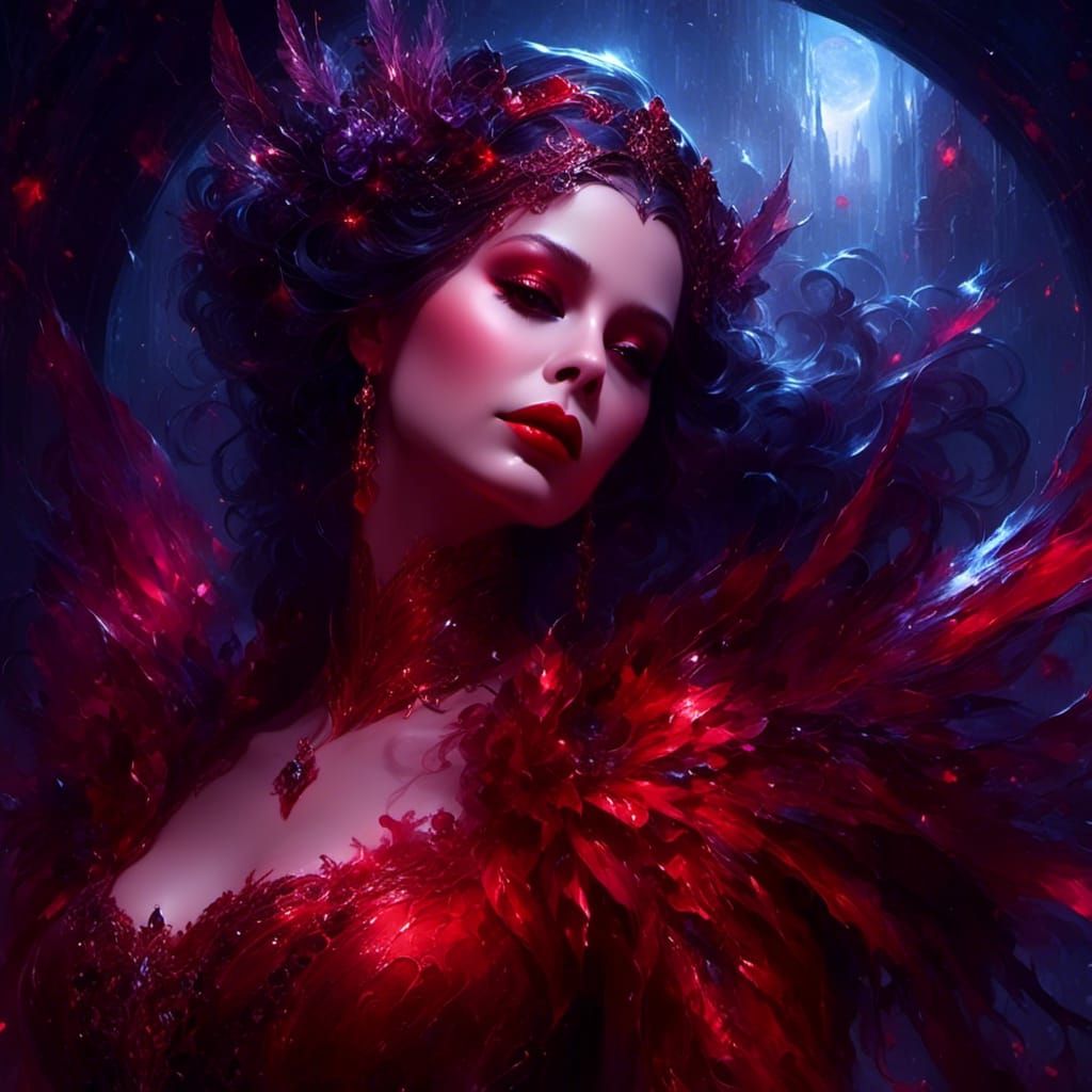 Fairy Queen in Lace Gown, Digital Masterpiece