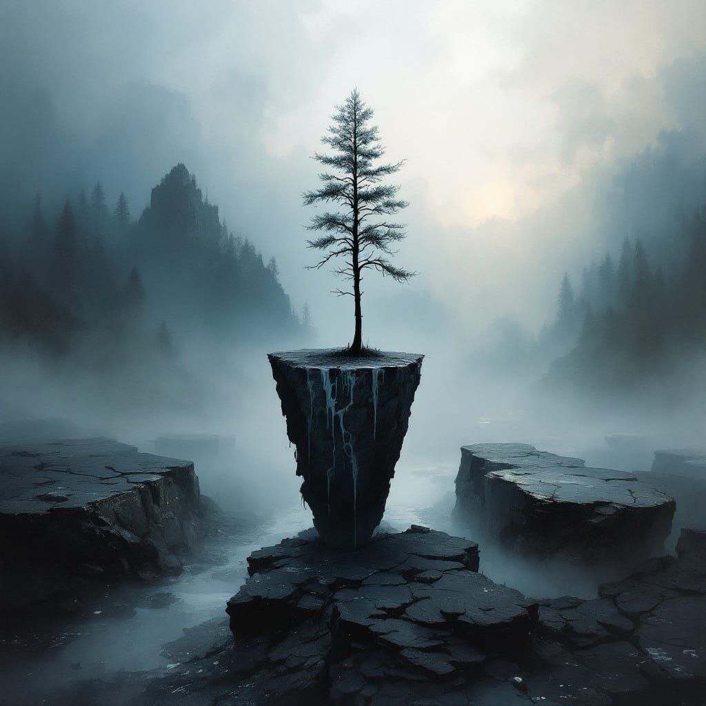 Brutalist Wilderness in Soft, Atmospheric Levitation