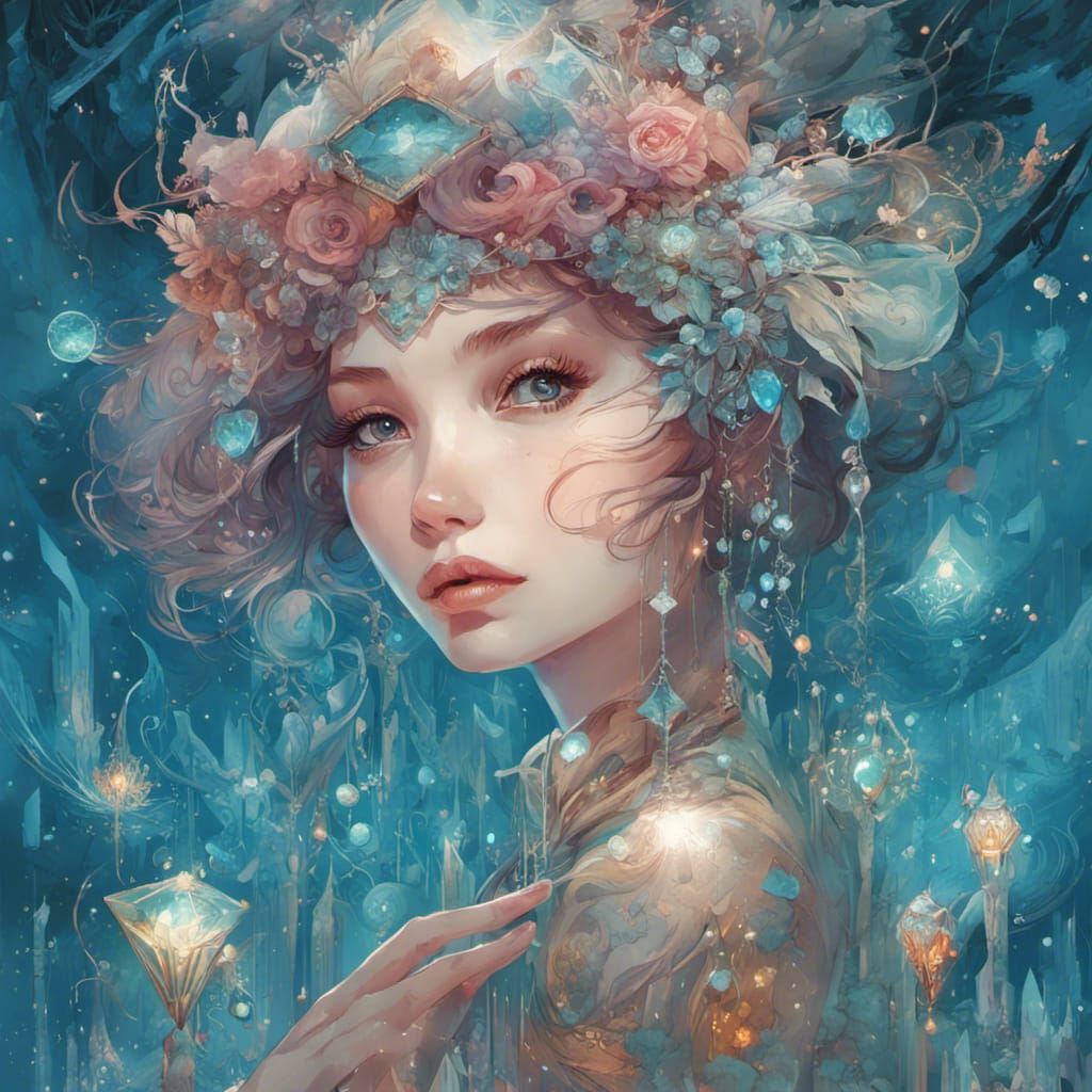 Whimsical Crystals and Gems Digital Painting