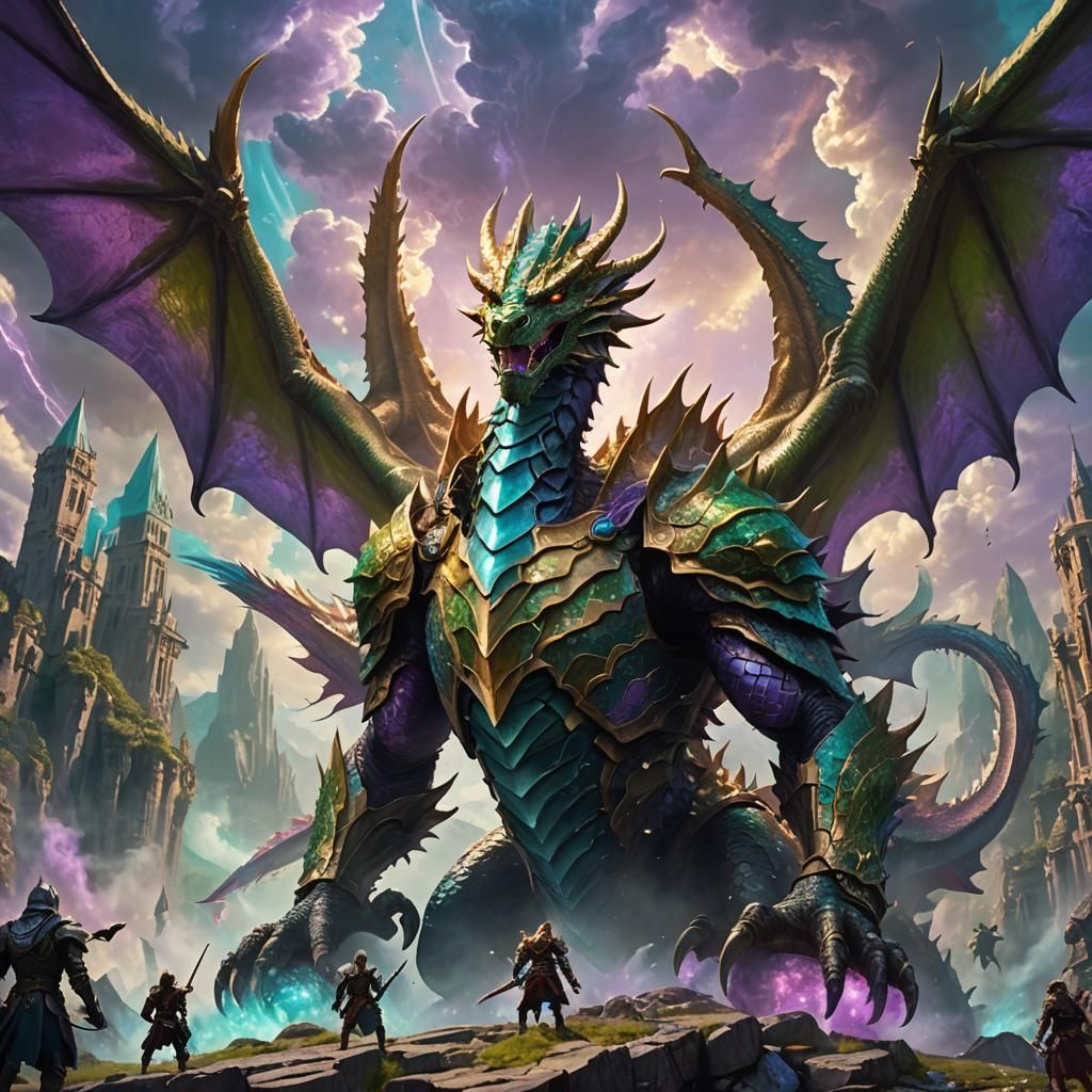 Epic Fantasy Battle: Dragon Lair Guardian