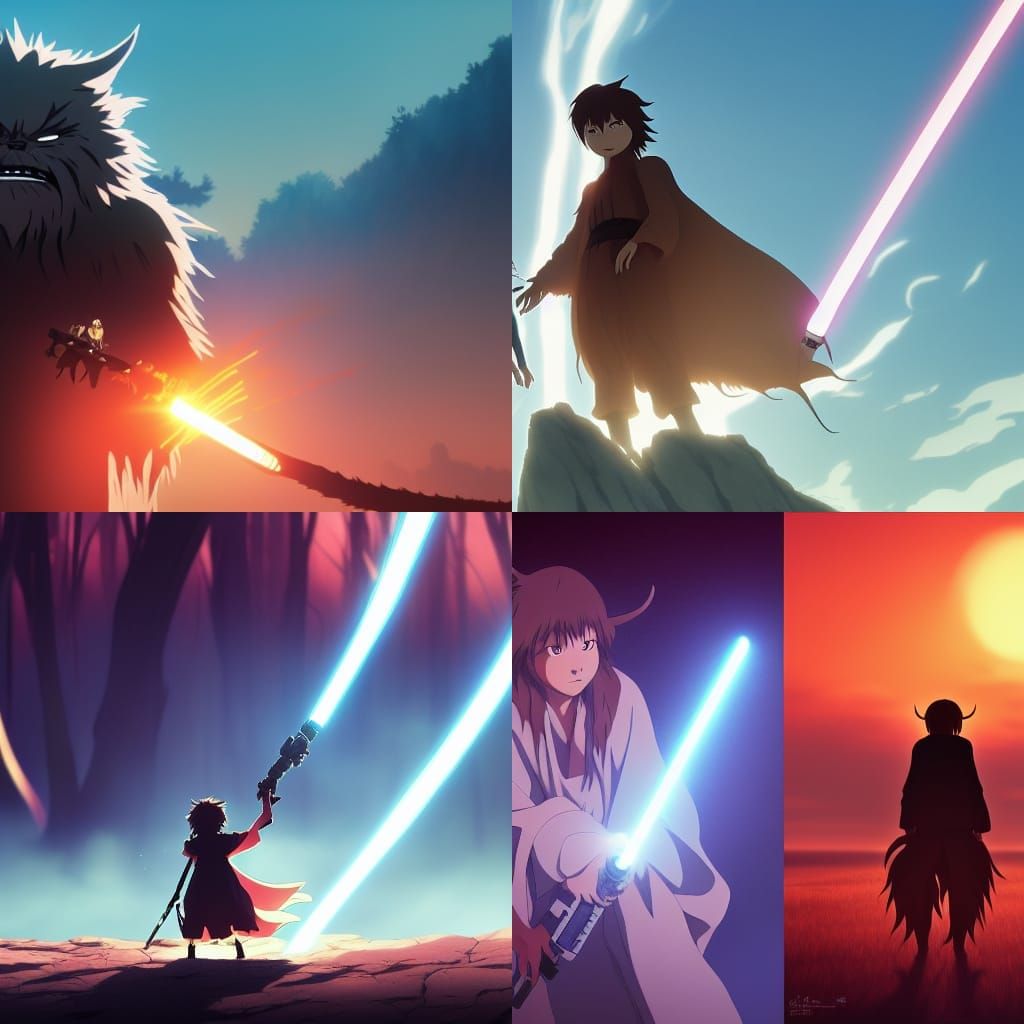 Demon and Chewbacca in Studio Ghibli Style