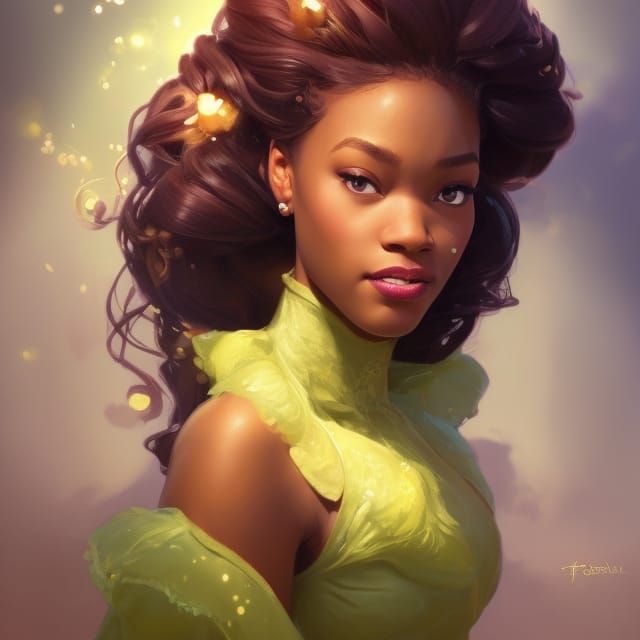 Disney Princess Tiana Portrait in Digital Art Style