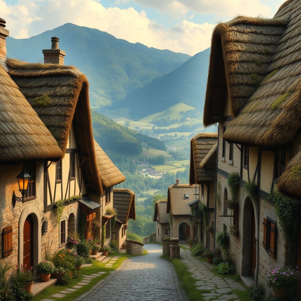 Idyllic Rustic Village in a Serene Lush Valley